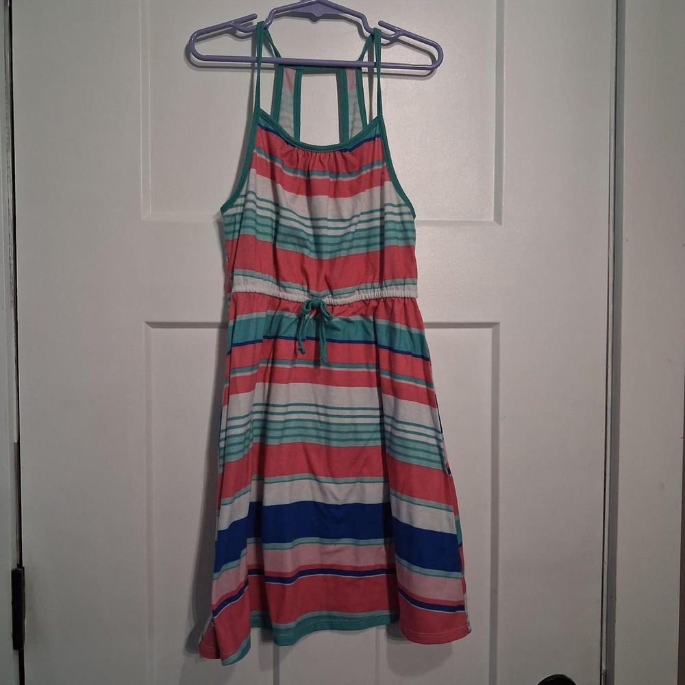 Pink & Violet Girls Multicoloured striped dress. Polyester/Spandex blend